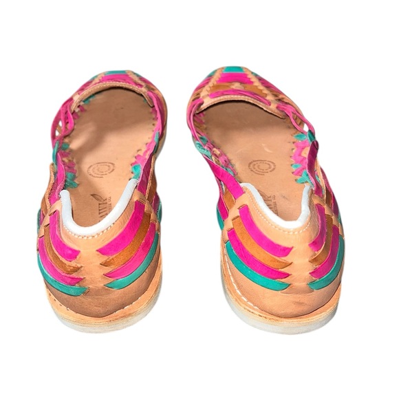 NEW! REDHAWK LEATHER COMPANY Hand Woven Multicolored Huaraches Flat Shoe 10.5 - Picture 2 of 6